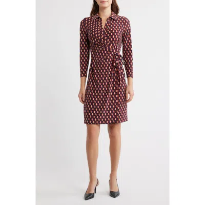 Anne Klein Geo Print Knit Wrap Dress In Multi