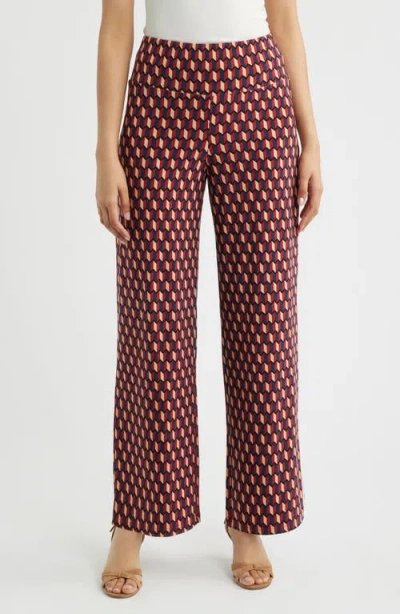 Anne Klein Geo Print Wide Leg Pants In Multi