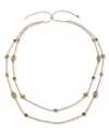 Anne Klein Glass And Abalone Stone Multirow Necklace In Gold