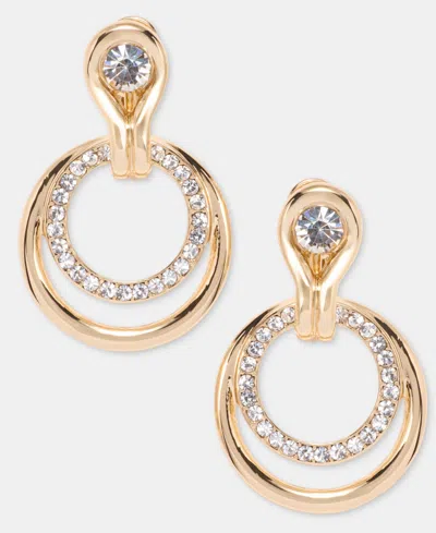 Anne Klein Glass Crystal Orbital Clip On Earrings In Gold