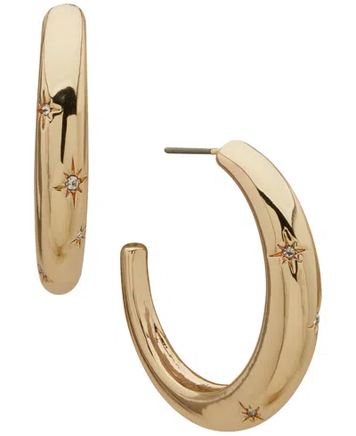 Anne Klein Glass Crystal Stone Star C Hoop Earrings In Gold
