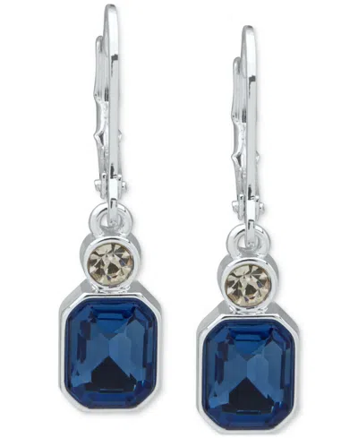 Anne Klein Glass Stone Gold-tone Drops Earrings In Blue