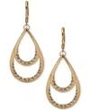 Anne Klein Glass Stone Gold-tone Teardrop Earrings In Gold
