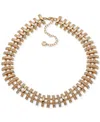Anne Klein Glass Stones Gold-tone Open Bar Statement Necklace In Gold