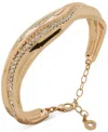 Anne Klein Glass Stones Gold-tone Wavy Cuff Bracelet In Gold