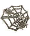 Anne Klein Glass Stones Hematite Spider Web Pin In Metallic
