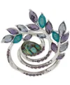 Anne Klein Glass Stones Swirl Cluster Motif Pin In Metallic