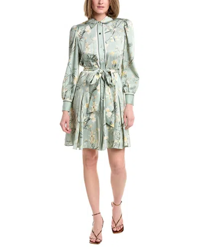 Anne Klein Godet Shirtdress In Green