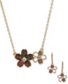 Anne Klein Gold-tone 2-pc. Set Stone & Crystal Pendant Necklace & Matching Drop Earrings In Amy