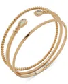 Anne Klein Gold-tone 3-pc. Set Bangle & Mother-of-pearl Cuff Bracelets In Crystal