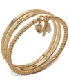 Anne Klein Gold-tone 3-pc. Set Crystal & Imitation Pearl Beach-motif Bangle Bracelets