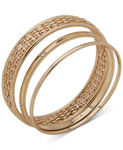 Anne Klein Gold-tone 3-pc. Set Crystal Embellished Bangle Bracelets