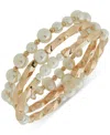 Anne Klein Gold-tone 3-pc. Set Imitation Pearl Twisted Stretch Bracelets In Pearl
