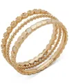 Anne Klein Gold-tone 3-pc. Set Pave Flower, Bead & Mother-of-pearl Bangle Bracelets In Crystal
