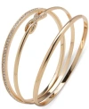 Anne Klein Gold-tone 3-pc. Set Pave Infinity Bangle Bracelets In White