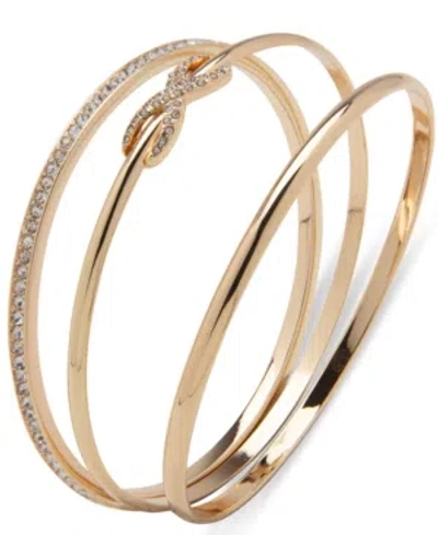 Anne Klein Gold-tone 3-pc. Set Pave Infinity Bangle Bracelets In White