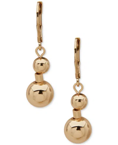 Anne Klein Gold-tone Bead Double Drop Earrings