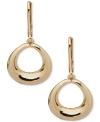 Anne Klein Gold-tone Bevel Open Oval Drop Earrings In Gold