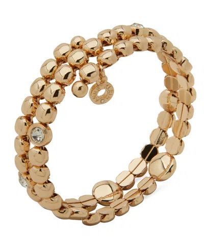 Anne Klein Gold-tone Bezel Stone Crystal Star Coil Bracelet