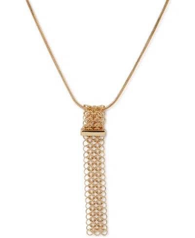 Anne Klein Gold-tone Chain Mesh Long Pendant Necklace, 32" + 3" Extender