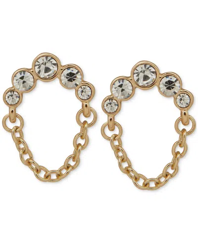 Anne Klein Gold-tone Crystal & Chain Drop Earrings