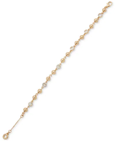 Anne Klein Gold-tone Crystal Ball Flex Bracelet In Crystal,silver