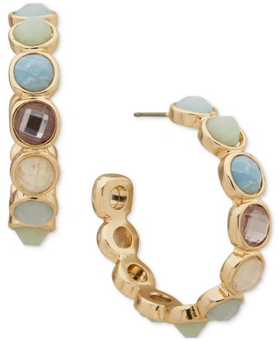 Anne Klein Gold-tone Crystal Bezel Set C Hoop Earrings In Multi