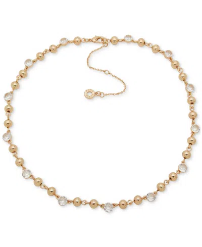 Anne Klein Gold-tone Crystal Collar Necklace, 16"+ 3" Extender In Crystal,silver