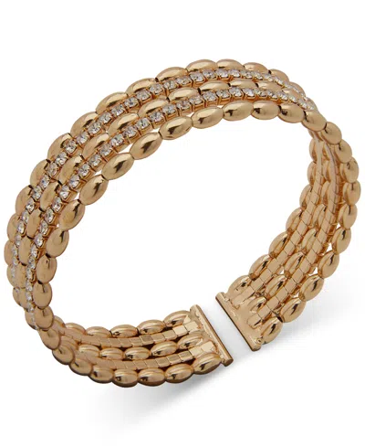 Anne Klein Gold-tone Crystal Cuff Slip On Boxed Bracelet