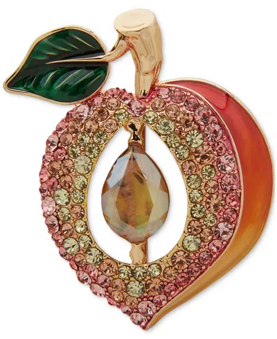 Anne Klein Gold-tone Crystal Enamel Fruit Pin In Multi