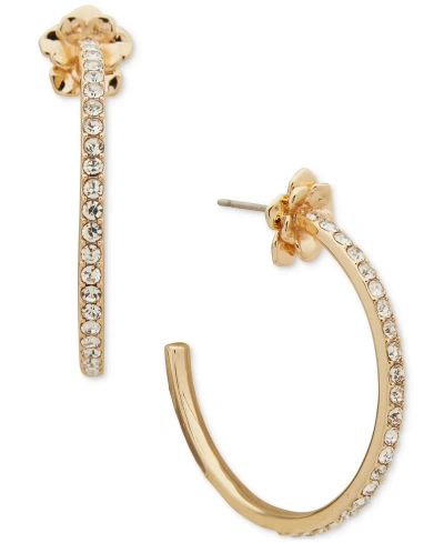 Anne Klein Gold-tone Crystal Flower C Hoop Earrings