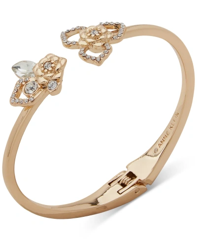 Anne Klein Gold-tone Crystal Flower Cuff Bracelet