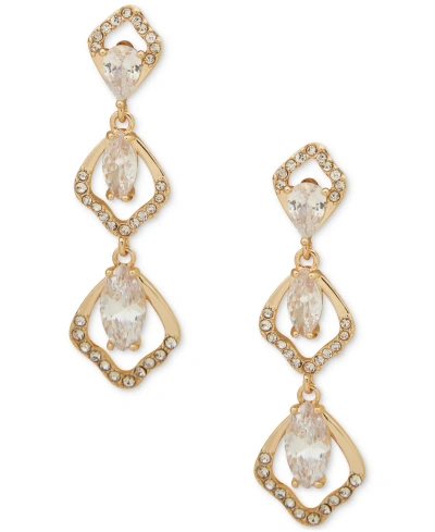 Anne Klein Gold-tone Crystal Flower Petal Linear Earrings