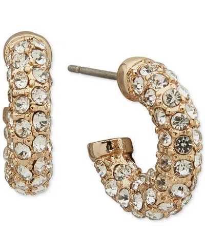 Anne Klein Gold-tone Crystal Huggie Hoop Earrings In Crystal,silver