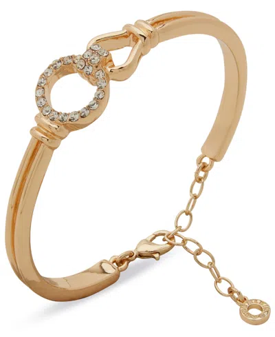 Anne Klein Gold-tone Crystal Knot Cuff Bracelet In Transparent