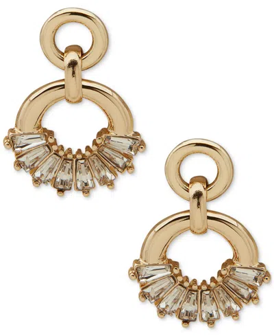 Anne Klein Gold-tone Crystal Linked Drop Earrings