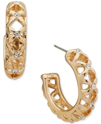 Anne Klein Gold-tone Crystal Mesh C Hoop Earrings, 3/5"
