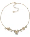 Anne Klein Gold-tone Crystal Multi Flower Collar Necklace, 16" + 3" Extender In Crystal