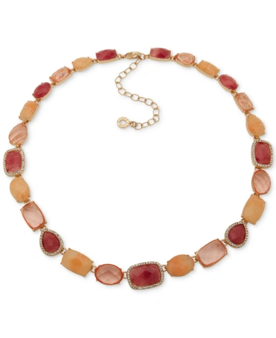 Anne Klein Gold-tone Crystal Stone Collar Necklace, 16" + 3" Extender In Multi