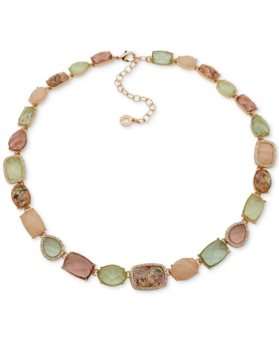 Anne Klein Gold-tone Crystal Stone Collar Necklace, 16" + 3" Extender In Multi