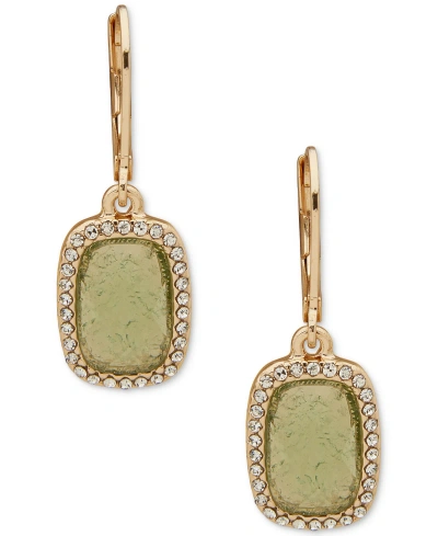 Anne Klein Gold-tone Crystal Stone Drop Earrings In Green