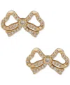 Anne Klein Gold-tone Cubic Zirconia Bow Stud Earrings
