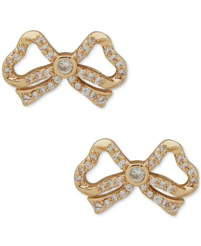 Anne Klein Gold-tone Cubic Zirconia Bow Stud Earrings