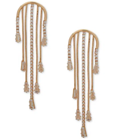 Anne Klein Gold-tone Cubic Zirconia Snake Chain Chandelier Earrings