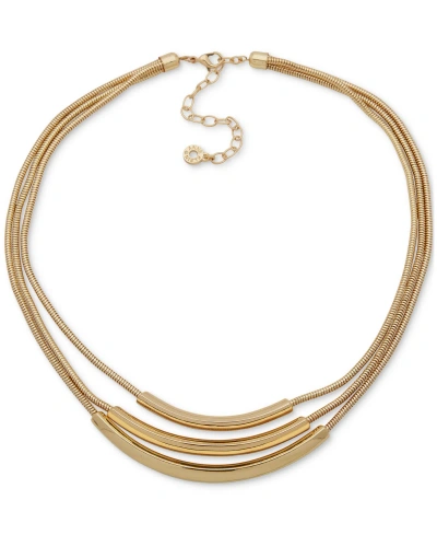 Anne Klein Gold-tone Curved Bar Layered Collar Necklace, 16" + 3" Extender