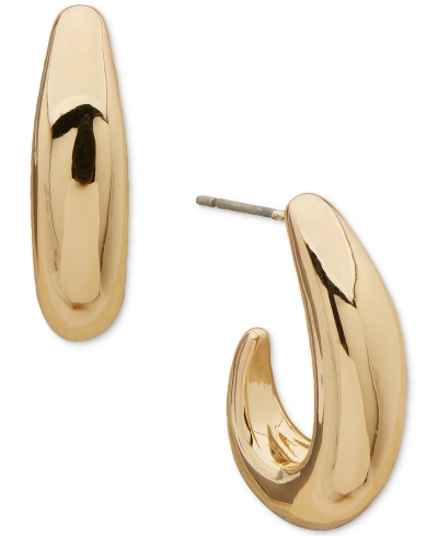Anne Klein Gold-tone Domed J Hoop Earrings, 1/4"