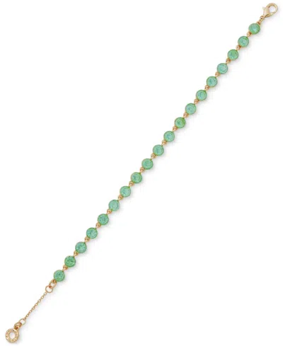 Anne Klein Gold-tone Floating Color Stone Flex Bracelet In Green