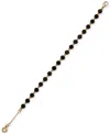 Anne Klein Gold-tone Floating Color Stone Flex Bracelet In Black