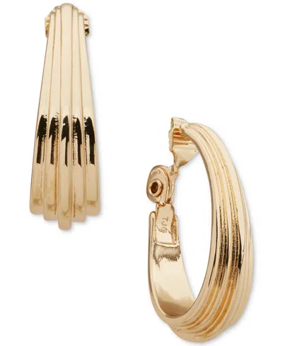 Anne Klein Gold-tone Fluted Hoop Earrings