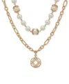 Anne Klein Gold-tone Imitation Pearl Disc Pendant Necklace, 16" + 3" Extender In White